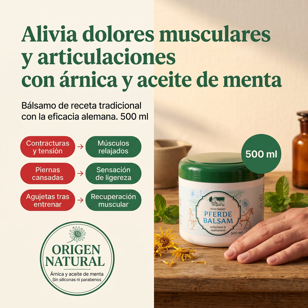 🌿Bienestar, alivia dolores musculares y articulaciones — con árnica y aceite de menta-Bálsamo de receta tradicional con la eficacia alemana. 500 ml