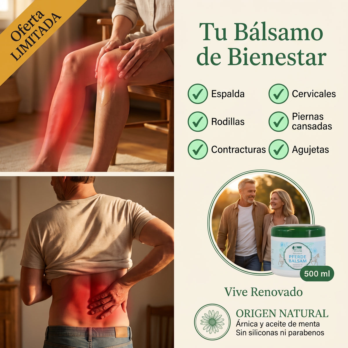 🌿Bienestar, alivia dolores musculares y articulaciones — con árnica y aceite de menta-Bálsamo de receta tradicional con la eficacia alemana. 500 ml